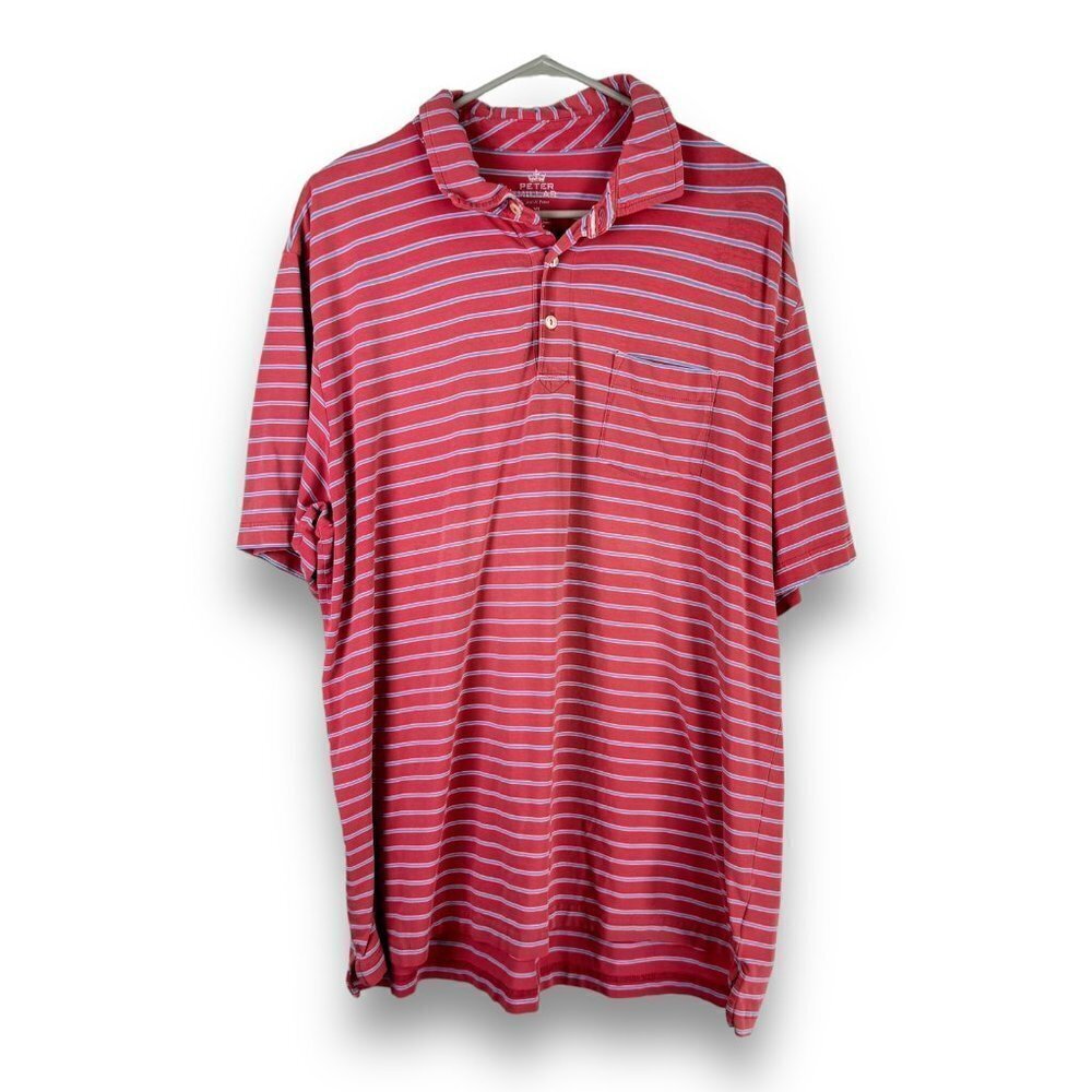 Peter Millar Mens Sz XL Seaside Wash Stripe Polo Shirt Golf Tennis Spring DAMAGE
